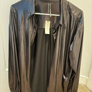 Anthropologie Metallic Black shirt